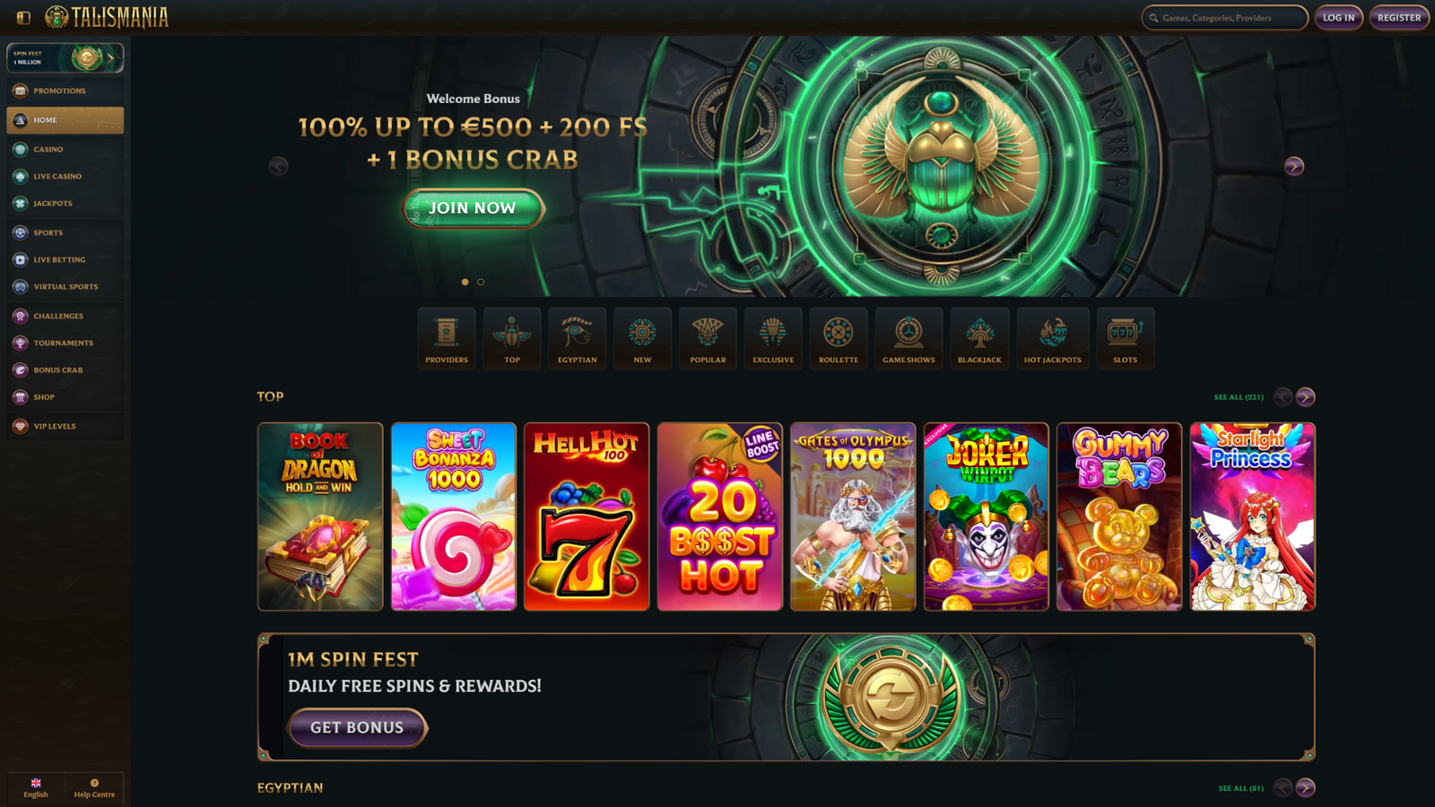 talismania bonus crab casino wallpaper 1