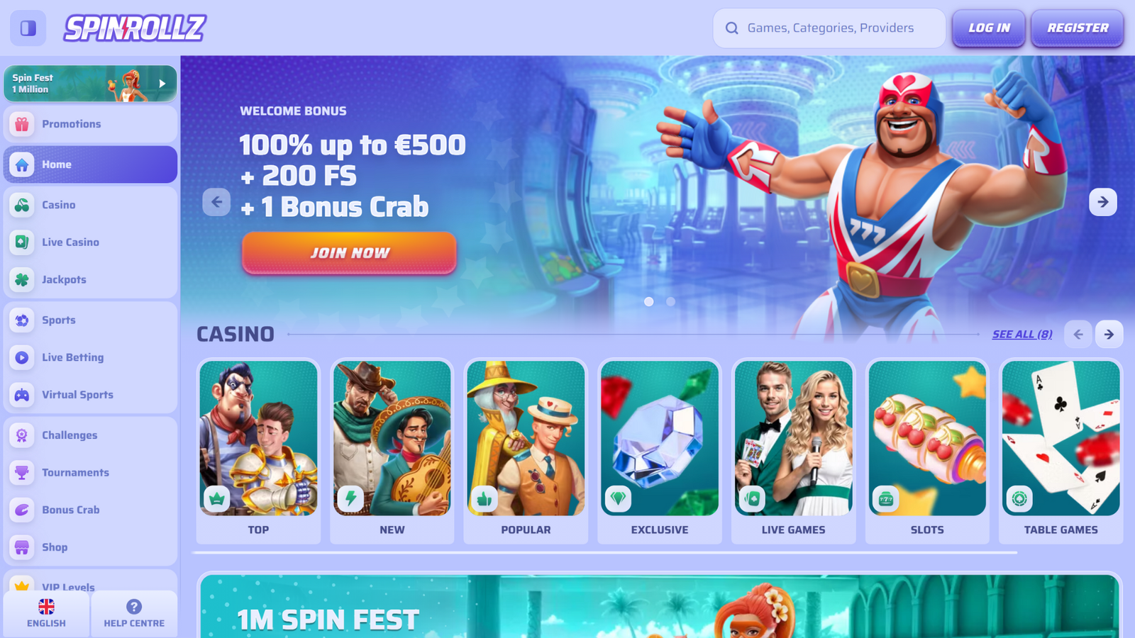 spinrollz casino wallpaper